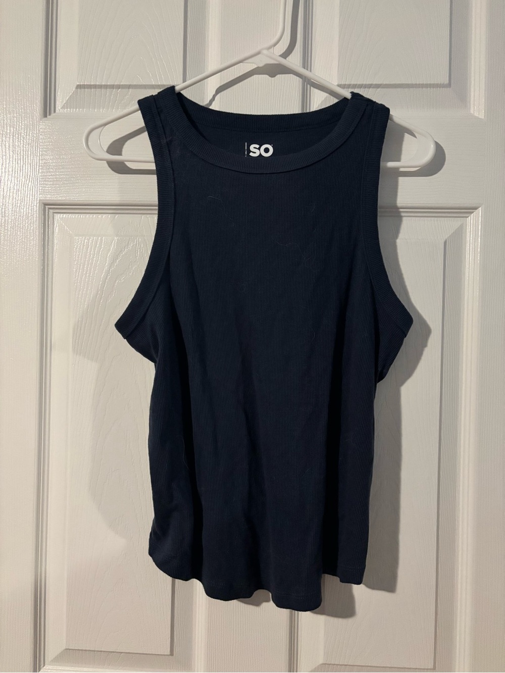 SO Navy Ribbed Scoop Neck Tank Top